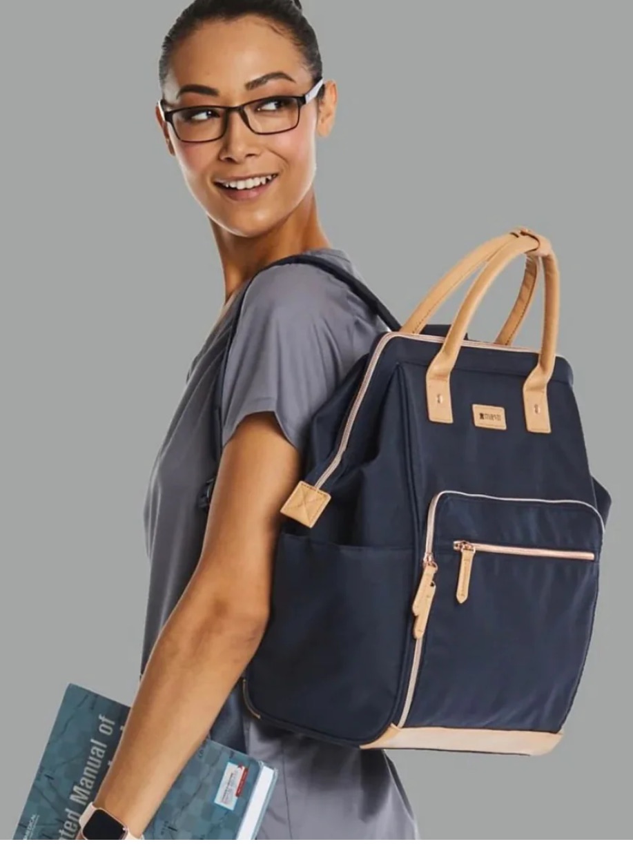 Maevn Ready To Go Clinical Backpack Navy And Tan Tote Casual Everyday Bag